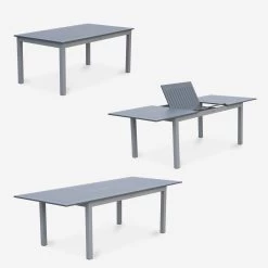 Table De Jardin Extensible Aluminium, 8 Chaises Couleur : Gris / Gris Foncé 13 Table De Jardin Extensible Aluminium, 8 Chaises Couleur : Gris / Gris Foncé -Sweeek XTSAF245R8AT 04