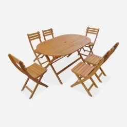 Table De Jardin Pliable Bois Ovale, 6 Chaises 10 Table De Jardin Pliable Bois Ovale, 6 Chaises -Sweeek ac150o6 7507d3a7516b560b163721fec8e083e3