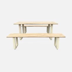 Table De Jardin 6 Places En Bois Avec Bancs Couleur : Ivoire -Sweeek ac180setivose 20f3fdf4270c6a59dfe9414e5dfd8eb8