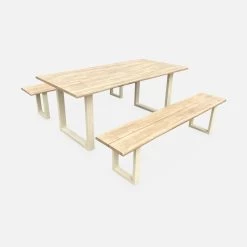 Table De Jardin 6 Places En Bois Avec Bancs Couleur : Ivoire -Sweeek ac180setivose fa038cf7e371fe0c43a8cd0dca1eaa1e