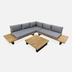 Salon De Jardin Bois Et Aluminium 5 Places Couleur : Gris