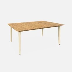 Table De Jardin Bois Et Métal + 4 Chaises En Cannage Et Bois Couleur : Ivoire -Sweeek ackd150r4civo 1c18b1a318152bee1ecae3d362925eaf