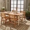 Table De Jardin Bois Et Métal + 4 Chaises En Cannage Et Bois Couleur : Ivoire