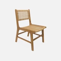 Table De Jardin Bois Et Métal + 6 Chaises En Cannage Et Bois Couleur : Ivoire -Sweeek ackd200r6civo 0a1e01c20db648a26f7559668da5a602