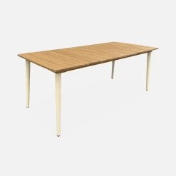 Table De Jardin Bois Et Métal + 6 Chaises En Cannage Et Bois Couleur : Ivoire -Sweeek ackd200r6civo 886898b2218e639e1f6567104c7a84fe