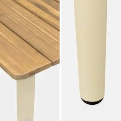 Table De Jardin Bois Et Métal + 6 Chaises En Cannage Et Bois Couleur : Ivoire -Sweeek ackd200r6civo a2a5c5cf083148103fabd559a3880838