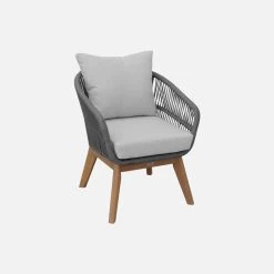 Salon De Jardin Bois Et Cordes 4 Places Couleur : Gris / Gris Chiné -Sweeek acrope3109gy 96ab03545ddc4787ae3b25fa39275cac