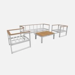 Salon De Jardin Bois Et Aluminium 5 Places Couleur : Beige -Sweeek afec3101whbg 74eb7cf8a62a27a60871acf45d7b0e0b