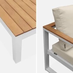 Salon De Jardin Bois Et Aluminium 5 Places Couleur : Beige -Sweeek afec3101whbg 7d1b57aa6830c3c99484dedbf0a893ab