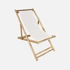 Chilienne Bambou , Toile Naturelle Pliable, Multi Positions -Sweeek bambchilx1nat 62561d19f755562abe3d85d4145e2e95