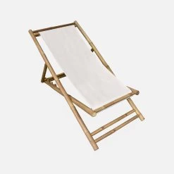 Chilienne Bambou , Toile Naturelle Pliable, Multi Positions -Sweeek bambchilx1nat ce3bbe8a6c7cf39de8494d4fe19ab5b0