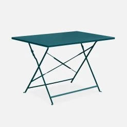 Table De Jardin Bistrot Pliable Métal, 4 Chaises Couleur : Bleu Canard -Sweeek bs110r4bd 4169a052b85c23c4be17f7fcdab13fbd