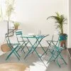 Table De Jardin Bistrot Pliable Métal, 4 Chaises Couleur : Bleu Canard