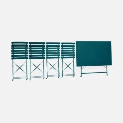 Table De Jardin Bistrot Pliable Métal, 4 Chaises Couleur : Bleu Canard -Sweeek bs110r4bd b2405d393c827d1f129227ba0b891054