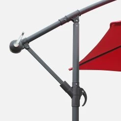 Parasol Déporté Rond 350cm Couleur : Rouge -Sweeek bu350red 551dc33300c1abb5e174b02684bd3324