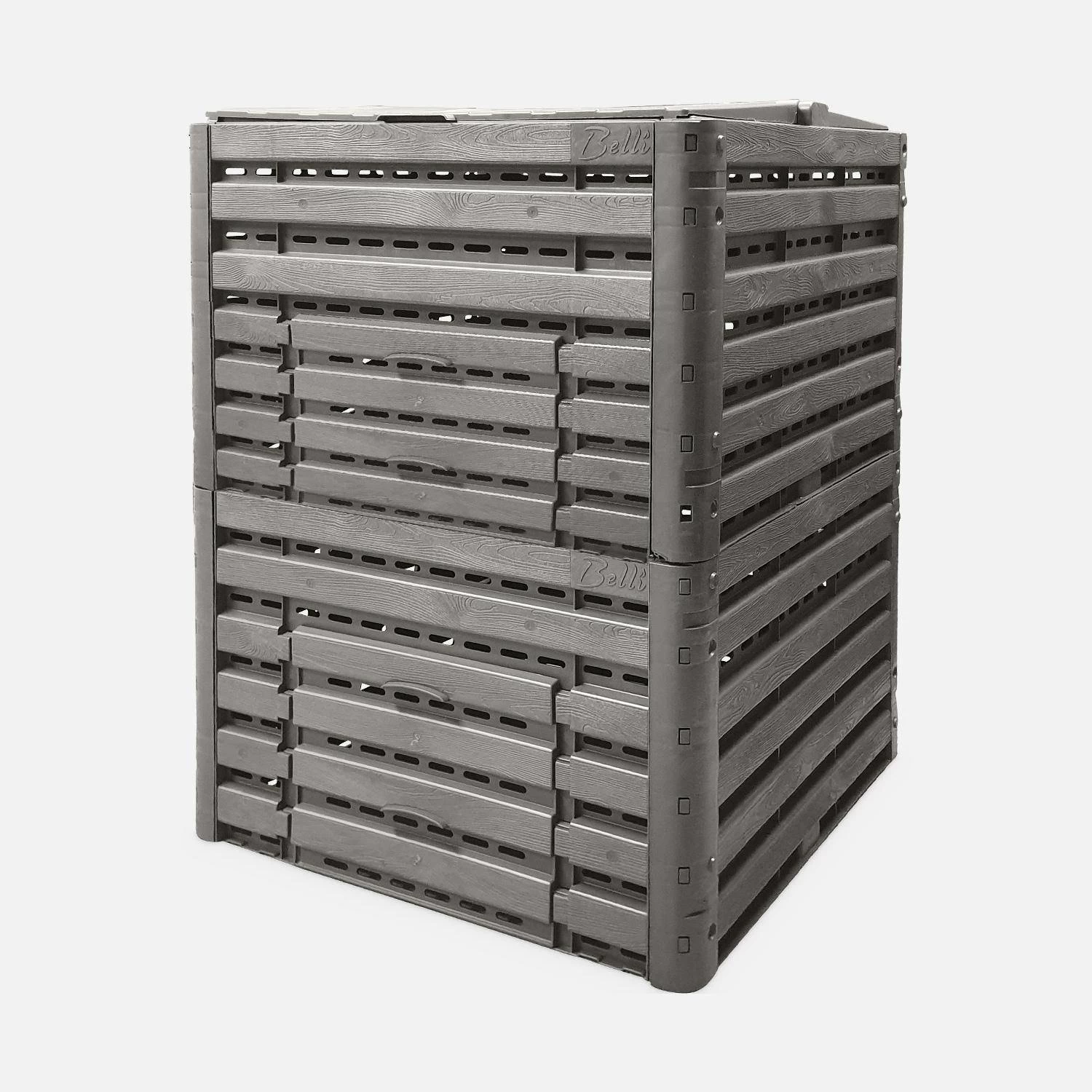 Lot De 2 Composteurs De Jardin Noirs, Plastique Recyclé, Double Ouverture, 400L 2 Lot De 2 Composteurs De Jardin Noirs, Plastique Recyclé, Double Ouverture, 400L – Image 2