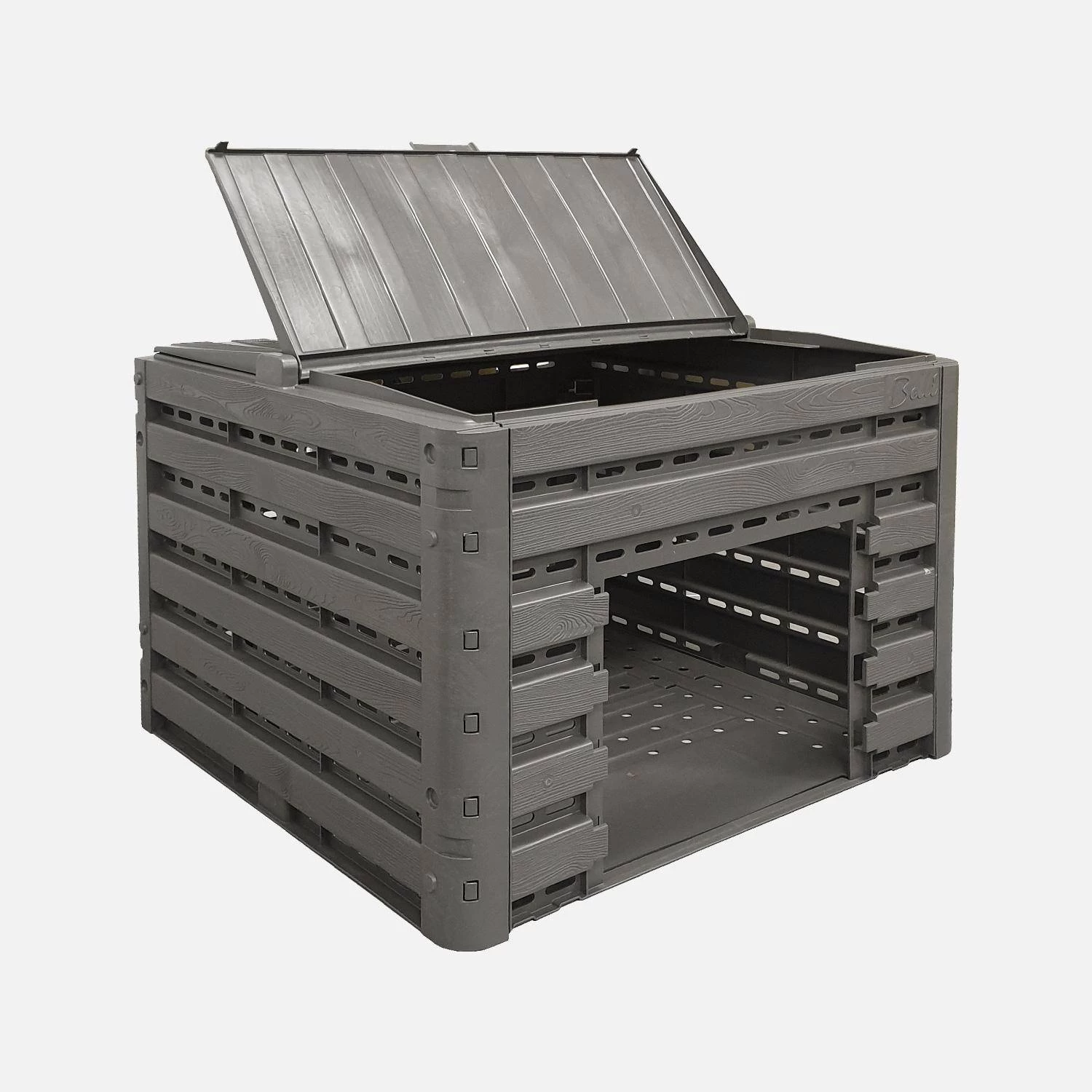 Lot De 2 Composteurs De Jardin Noirs, Plastique Recyclé, Double Ouverture, 400L 3 Lot De 2 Composteurs De Jardin Noirs, Plastique Recyclé, Double Ouverture, 400L – Image 3