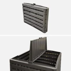 Lot De 2 Composteurs De Jardin Noirs, Plastique Recyclé, Double Ouverture, 400L 7 Lot De 2 Composteurs De Jardin Noirs, Plastique Recyclé, Double Ouverture, 400L -Sweeek compwd400lbkx2 c8524e6ab45473381a934826d0dd28d4