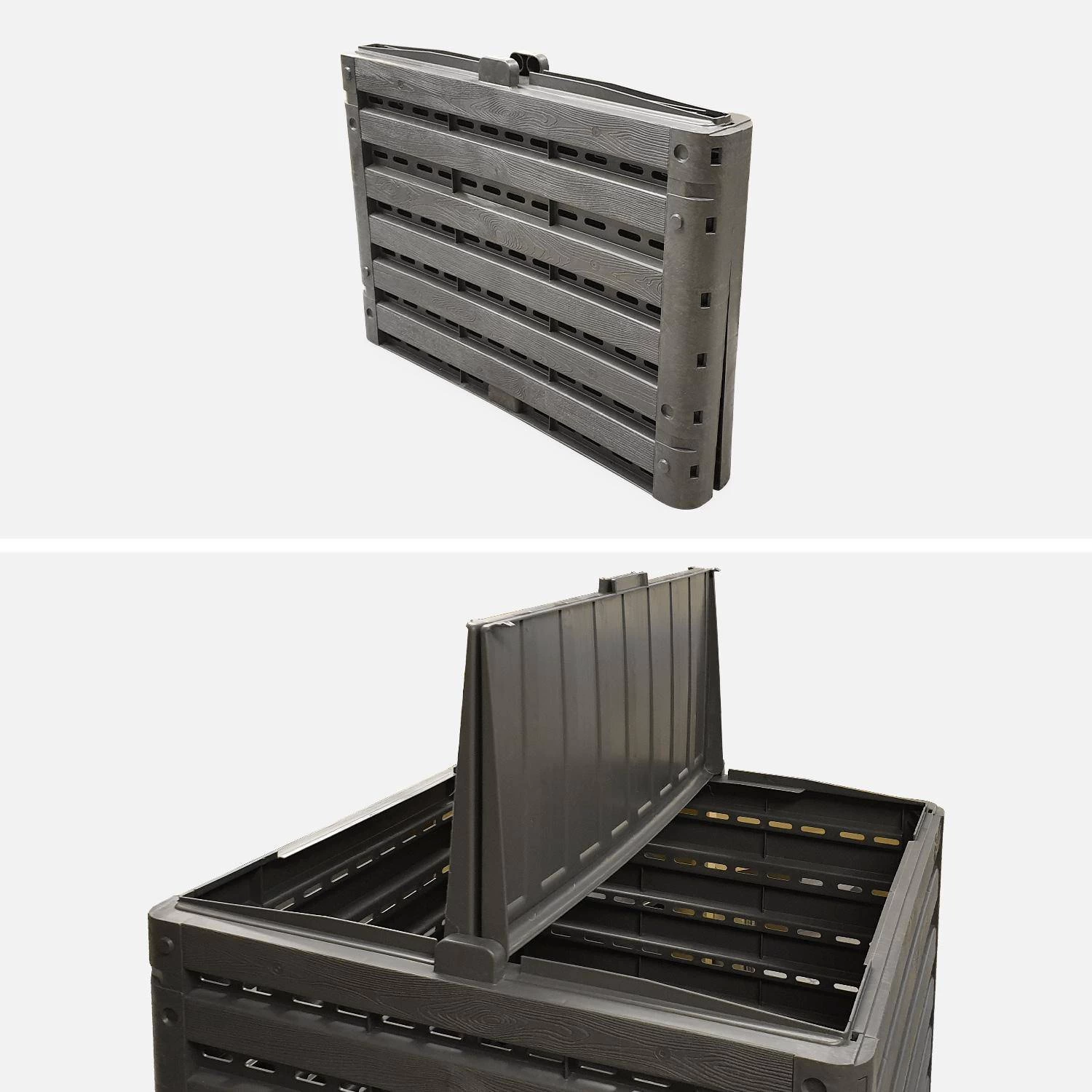 Lot De 2 Composteurs De Jardin Noirs, Plastique Recyclé, Double Ouverture, 400L 4 Lot De 2 Composteurs De Jardin Noirs, Plastique Recyclé, Double Ouverture, 400L – Image 4