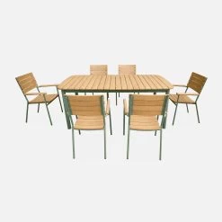 Table De Jardin Bois Et Aluminium 190cm, 6 Chaises Empilables -Sweeek ec190r6aseggy 470880723b604906ab94cd2c2655803d