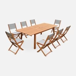 Table De Jardin Extensible Bois , 8 Chaises