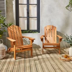 Fauteuil De Jardin Bois (lot De 2)