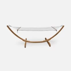 Hamac Sur Pieds En Bois, Toile En Coton Couleur : Blanc -Sweeek echammocknat 87a0cbd6df429686a3d0ac715c1478b7