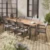 Table De Jardin Extensible Bois Et Aluminium, 8 Chaises Couleur : Anthracite / Gris Taupe