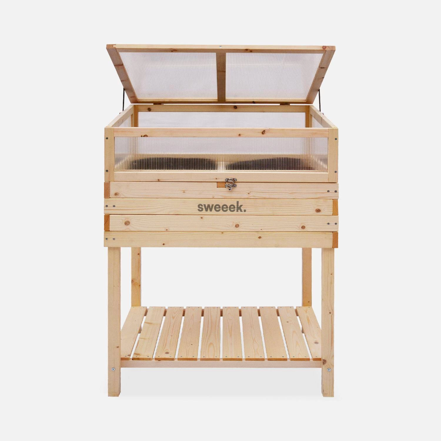 Carré Potager Sur Pieds En Bois Et Serre 80x60x109cm 3 Carré Potager Sur Pieds En Bois Et Serre 80x60x109cm – Image 3