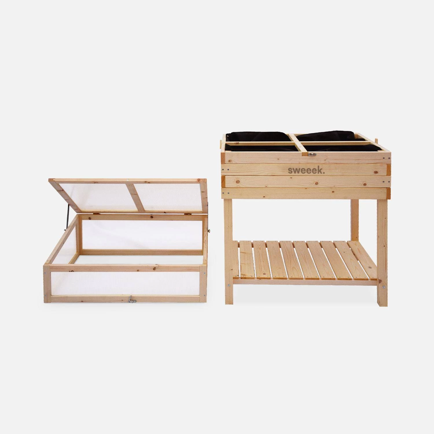 Carré Potager Sur Pieds En Bois Et Serre 80x60x109cm 4 Carré Potager Sur Pieds En Bois Et Serre 80x60x109cm – Image 4