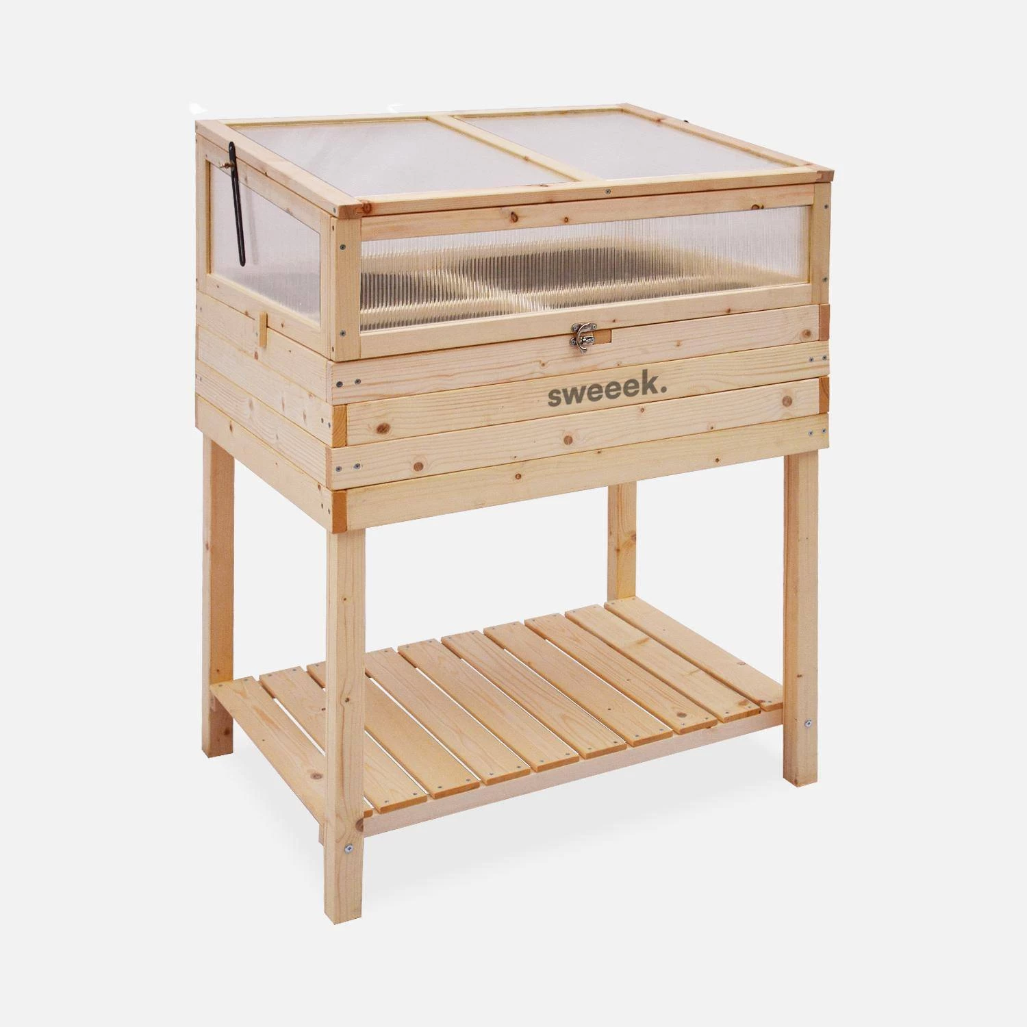 Carré Potager Sur Pieds En Bois Et Serre 80x60x109cm 1 Carré Potager Sur Pieds En Bois Et Serre 80x60x109cm