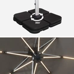 Parasol LED Déporté Rectangulaire 3x4m Couleur : Taupe -Sweeek hdu3x4ledbn 2fe5ead7ddbcc43557a96c43d10e8064