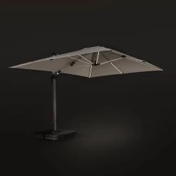 Parasol LED Déporté Rectangulaire 3x4m Couleur : Taupe -Sweeek hdu3x4ledbn 524316bd548fbf85525bd6af5f44dcec