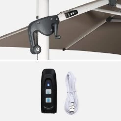 Parasol LED Déporté Rectangulaire 3x4m Couleur : Taupe -Sweeek hdu3x4ledbn a6f0cedf16071e15da44f8664c0aafe3