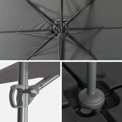 Parasol Déporté Carré 2,5x2,5m -Sweeek huflat25x25gy 78214c03c1a94e2070b58e0dc9e6309c