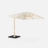 Parasol Déporté Rectangulaire 3x4m, Mât Effet Bois + Dalles à Lester 50x50cm Couleur : Ecru