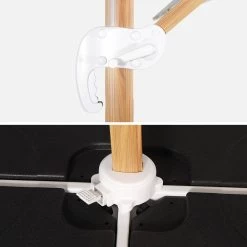 Parasol Déporté Rectangulaire 3x4m, Mât Effet Bois + Dalles à Lester 50x50cm Couleur : Ecru -Sweeek hukd3x4basewdec cf90cac71ea11a784e86c7f985350127