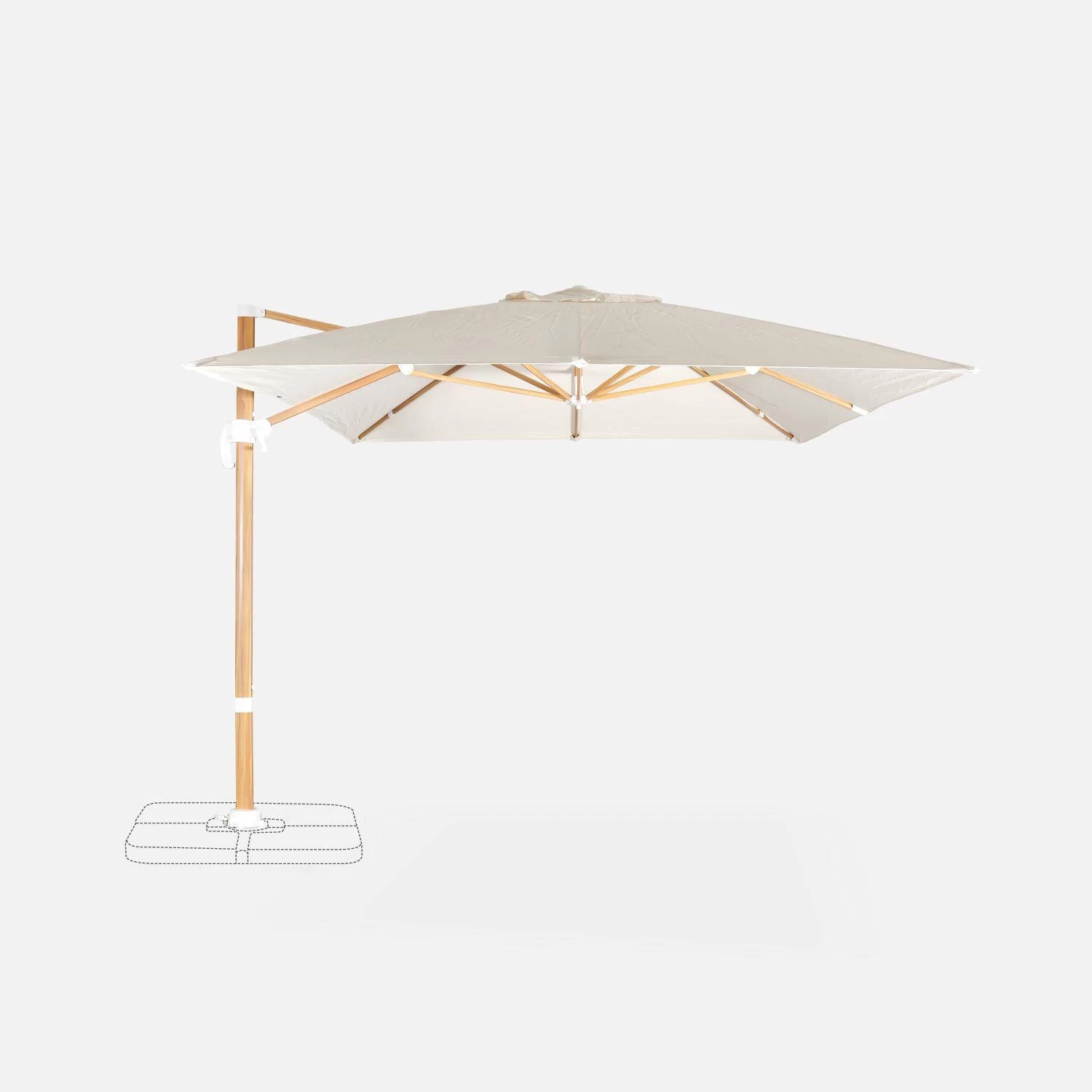 Parasol Déporté Rectangulaire 3x4m, Mât Effet Bois Couleur : Ecru 4 Parasol Déporté Rectangulaire 3x4m, Mât Effet Bois Couleur : Ecru – Image 4