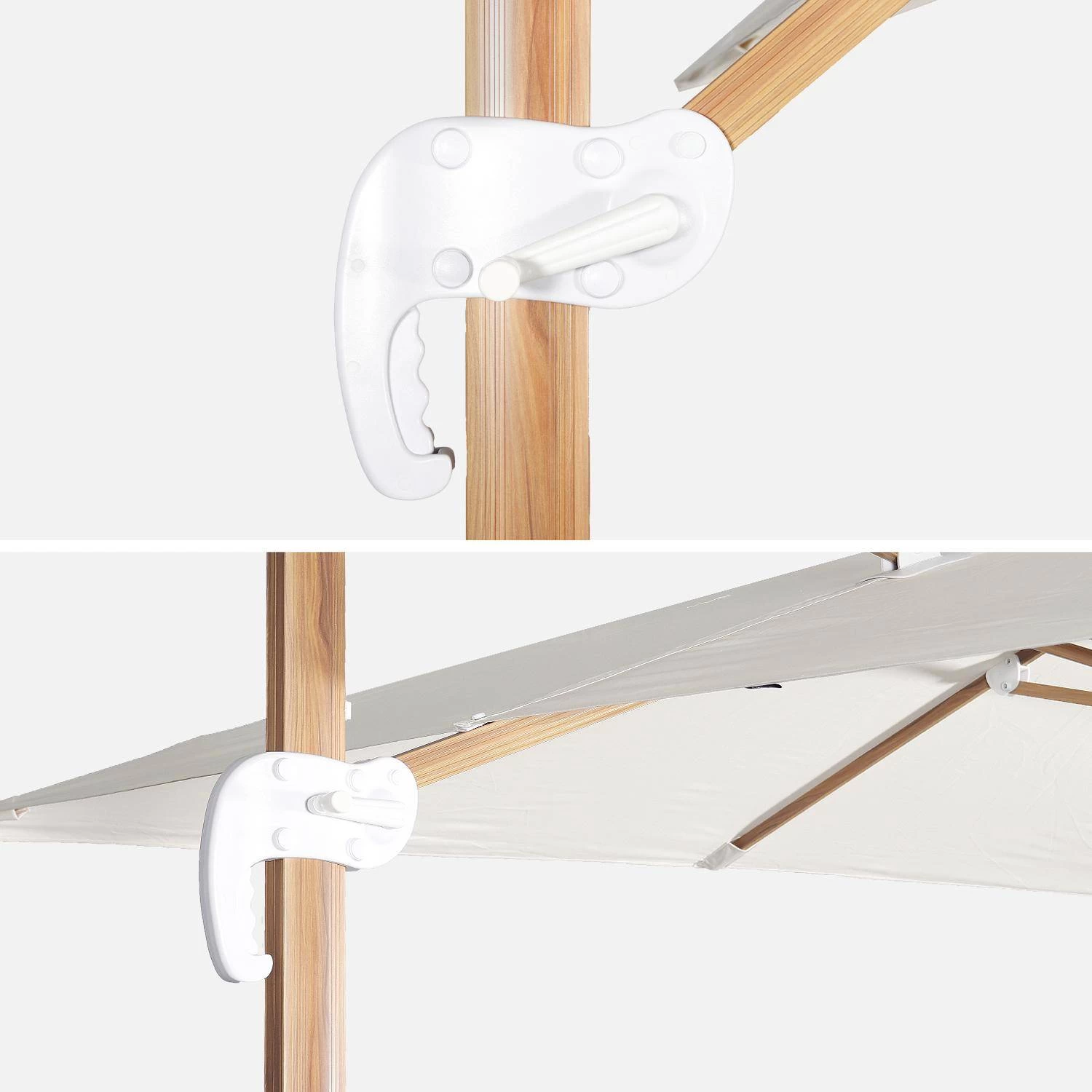 Parasol Déporté Rectangulaire 3x4m, Mât Effet Bois Couleur : Ecru 7 Parasol Déporté Rectangulaire 3x4m, Mât Effet Bois Couleur : Ecru – Image 7