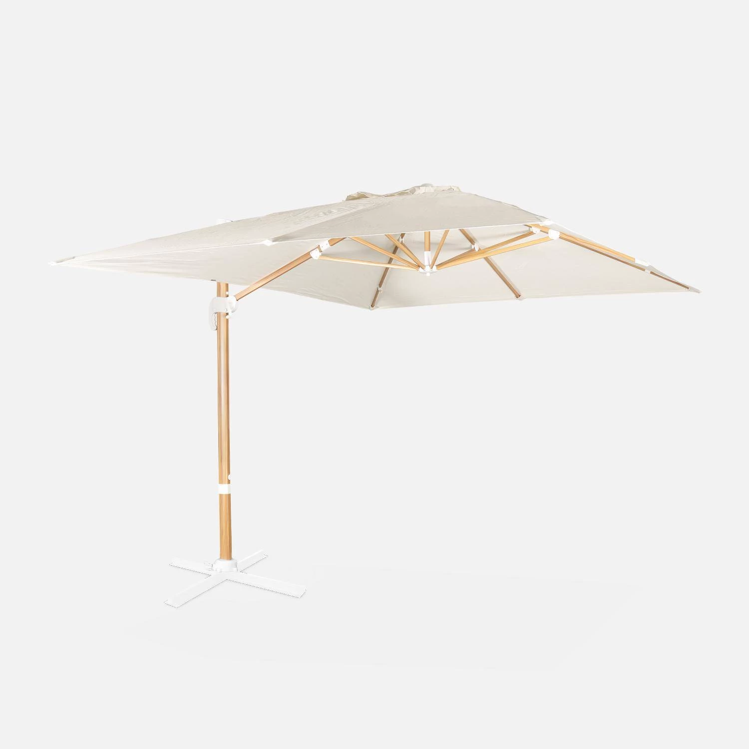 Parasol Déporté Rectangulaire 3x4m, Mât Effet Bois Couleur : Ecru 3 Parasol Déporté Rectangulaire 3x4m, Mât Effet Bois Couleur : Ecru – Image 3