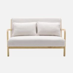 Banquette Scandinave 2 Places En Bois Et Tissu Bouclette -Sweeek iacsca2boucl 4f1f721af2828ee3cf24abb5c00a357d