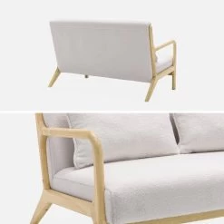 Banquette Scandinave 2 Places En Bois Et Tissu Bouclette -Sweeek iacsca2boucl 94d0f26ce58b0c68a44cad2dafcd7a16