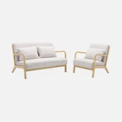 Banquette Scandinave 2 Places En Bois Et Tissu Bouclette -Sweeek iacsca2boucl a57f75f9267b6174ac67dcfac6b696b1