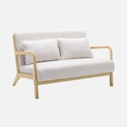 Banquette Scandinave 2 Places En Bois Et Tissu Bouclette -Sweeek iacsca2boucl e6622df49b09350d70ac546c39124e51