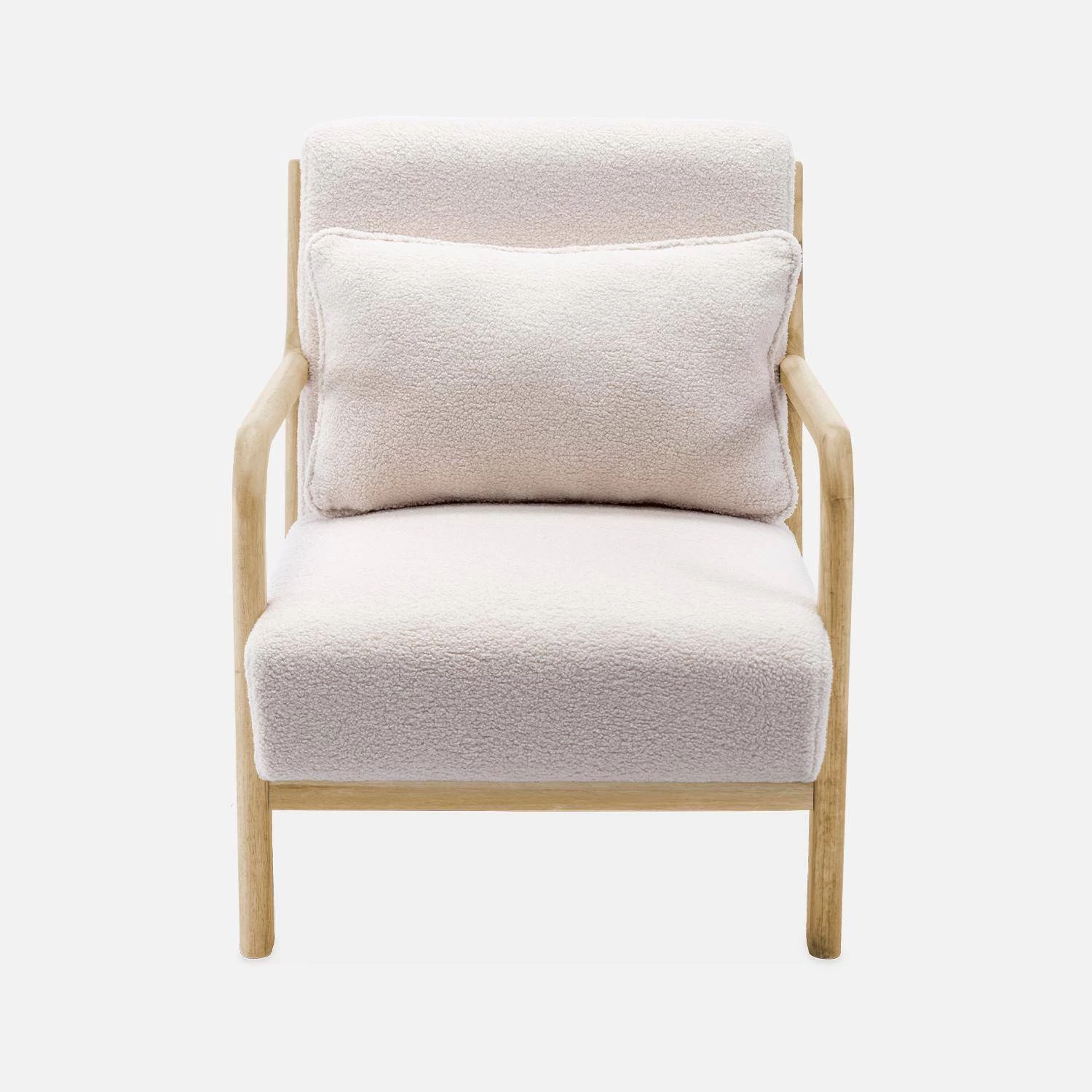 Fauteuil Scandinave En Bois Et Tissu Bouclette 5 Fauteuil Scandinave En Bois Et Tissu Bouclette – Image 5