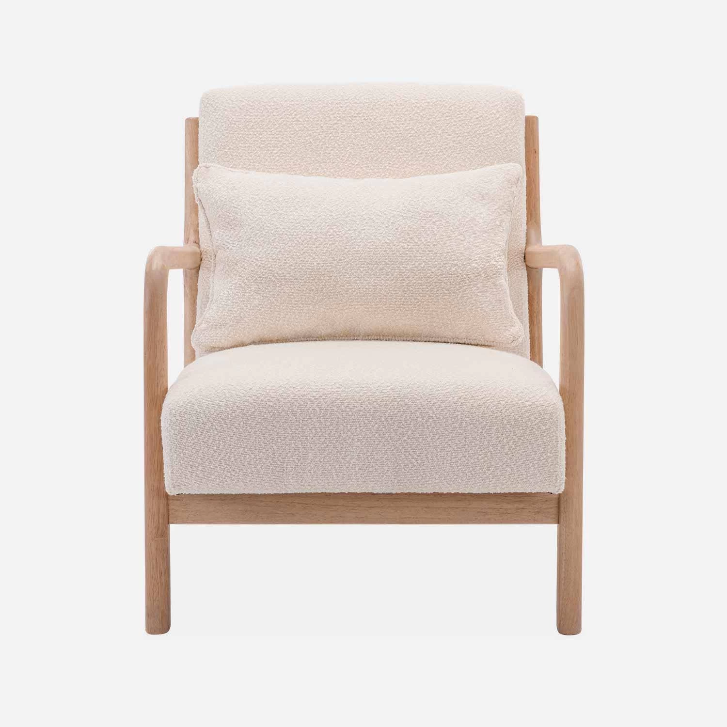 Fauteuil Scandinave En Bois Et Tissu Bouclette Texturée 2 Fauteuil Scandinave En Bois Et Tissu Bouclette Texturée – Image 2
