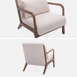 Fauteuil Scandinave Bouclettes Et Bois D'hévéa Teinté Noyer Clair -Sweeek iacscalwlboucl 2a33dab70fa33ec7242c72c8b686ea0e