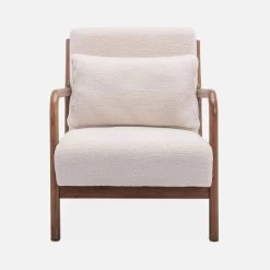 Fauteuil Scandinave Bouclettes Et Bois D'hévéa Teinté Noyer Clair -Sweeek iacscalwlboucl cc54b8b22a16414c57a94ca4ec6dcd84
