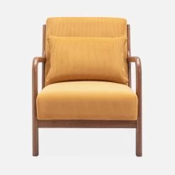 Fauteuil Scandinave Velours Côtelé Et Bois D'hévéa Noyer Clair -Sweeek iacscalwlcrocr 363dfd4934c05e3fccd45e8f7abc09eb
