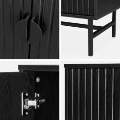 Buffet Effet Bois Rainuré Noir 4 Portes 157,5 Cm -Sweeek ibazbuffet ab22c956f21b22e0ac8aec862eedb1b1